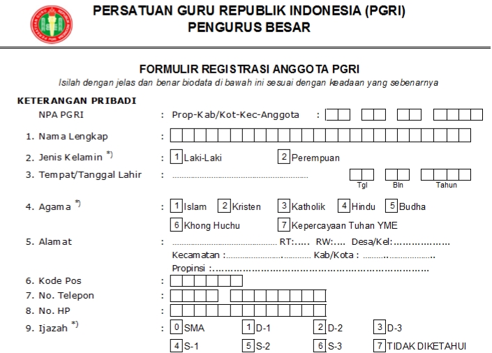Pendaftaran PGRI Longbagun - Persatuan Guru Republik Indonesia Cabang Longbagun